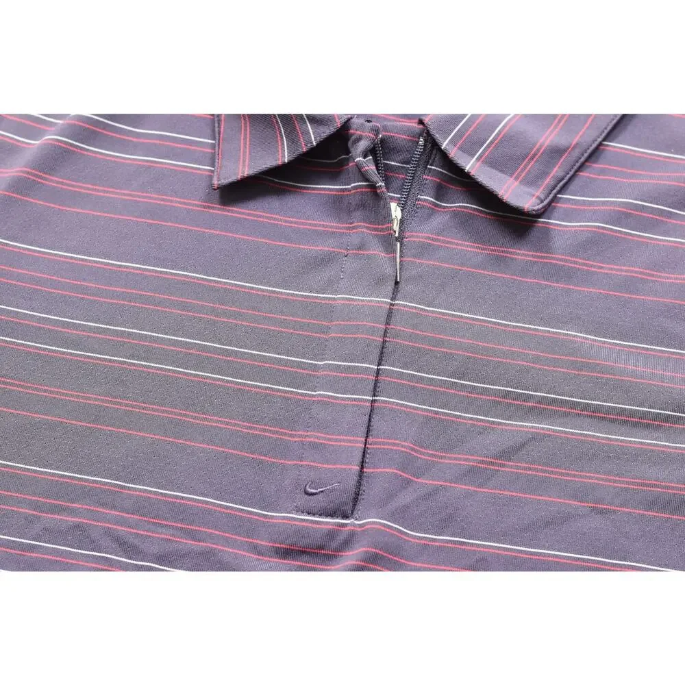 Nike Golf Nike FIT DRY Womens Medium Purple Striped Quarter Zip Polo Shirt M